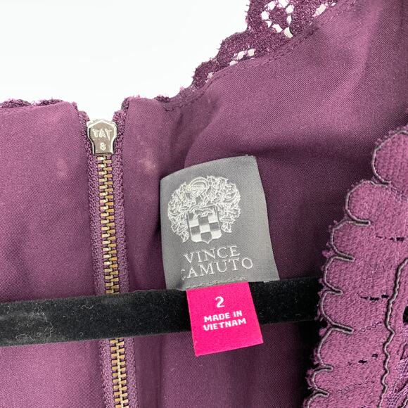 Vince Camuto Dress Women's Size 2 Purple Cap Sleeve Lace Sheath - Picture 5 of 6